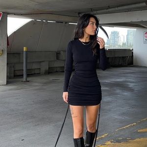 MILITARY MINDS LONG SLEEVE MINI DRESS BLACK